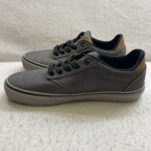 Vans Sneakers Men 9 Gray Brown Atwood Deluxe Textile Gum Sole Padded Skate Shoes - Picture 4 of 9